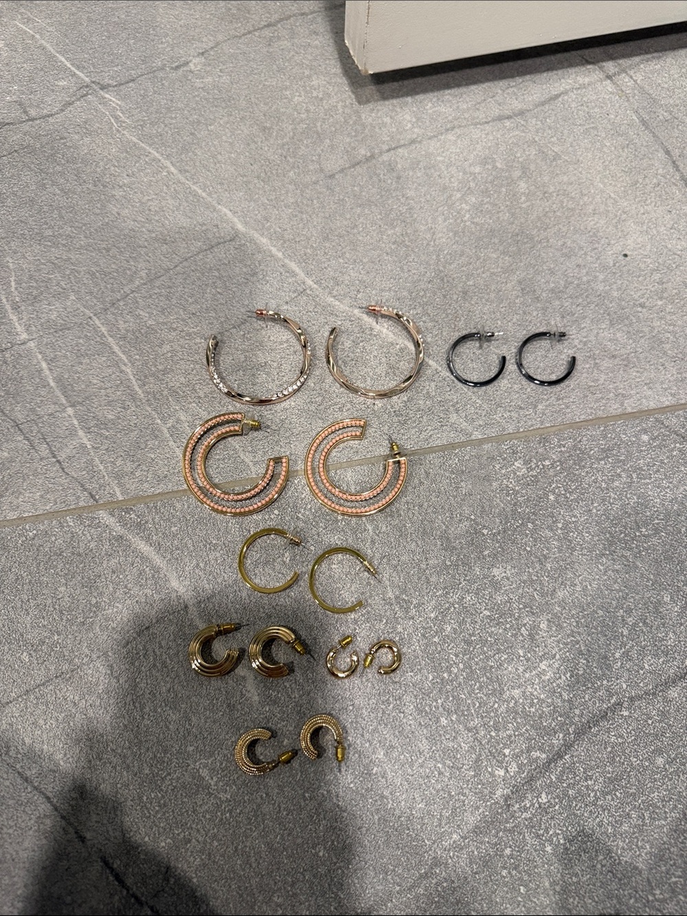 Gold and Rose Gold Textured Hoop Earrings - Set of Mixed Metal Hoops